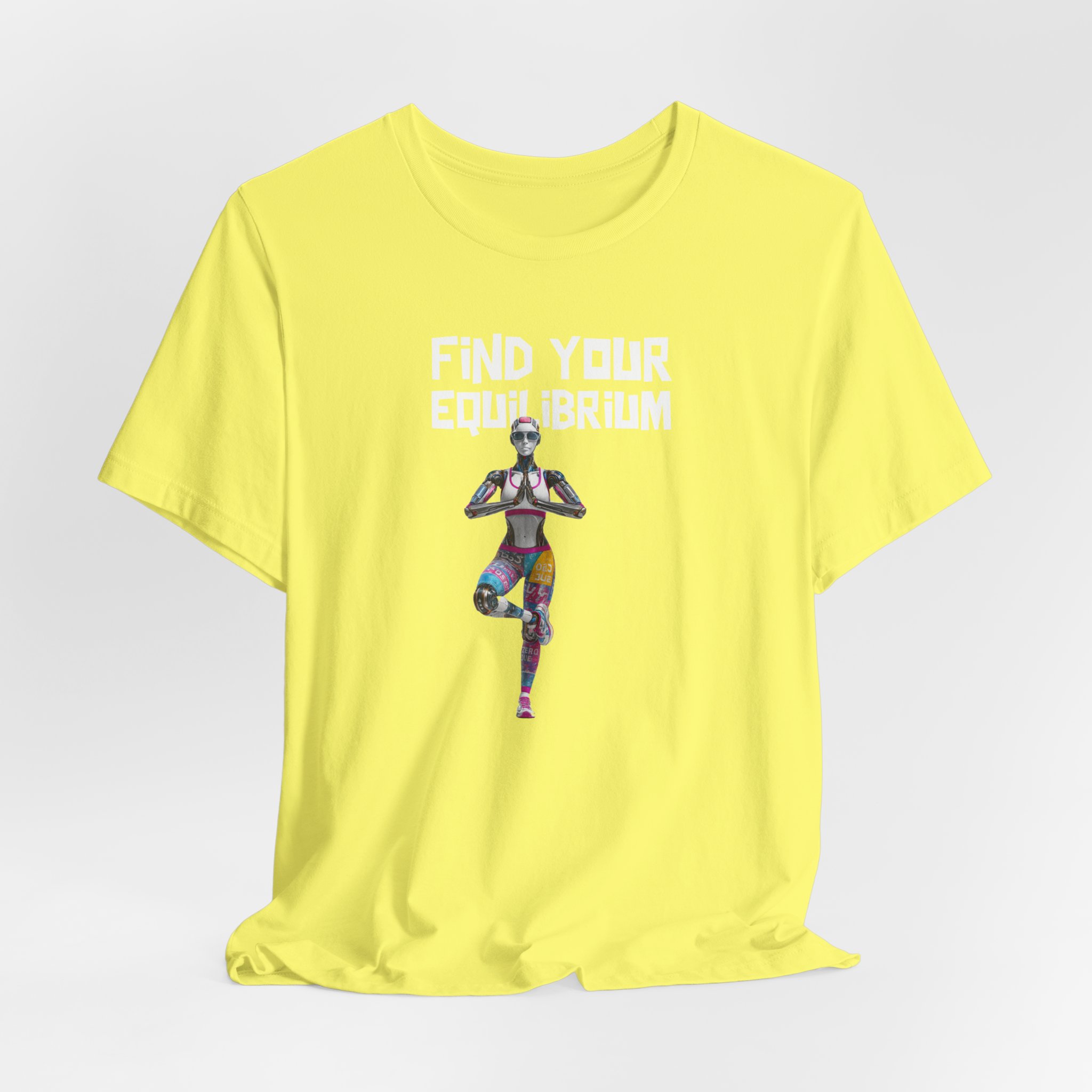 T-Shirt - Futuristic AI Robot Yoga 'Find Your Equilibrium' - Image 3