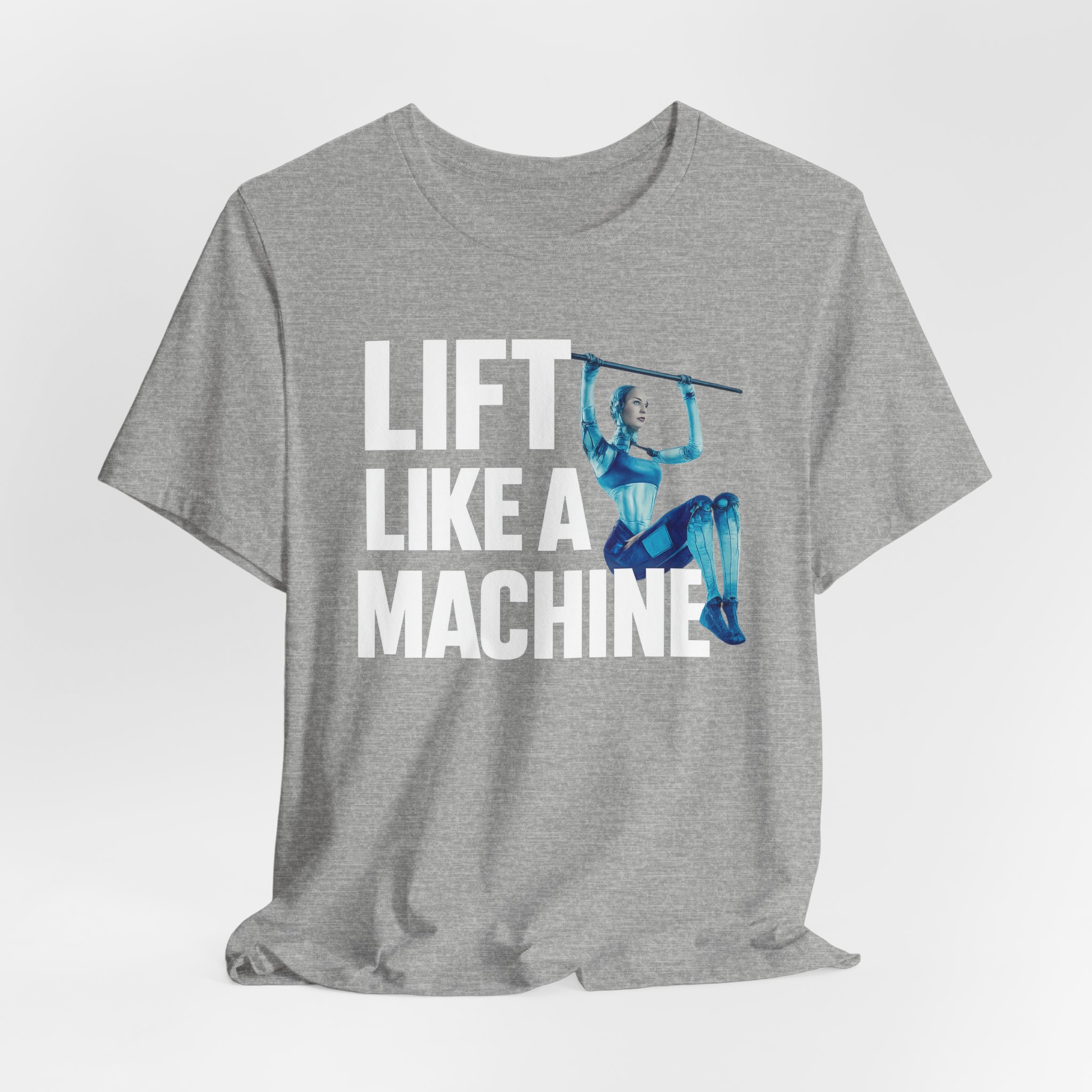 T-Shirt Lift Like A Machine Female AI Robot Futuristic Design - Image 4