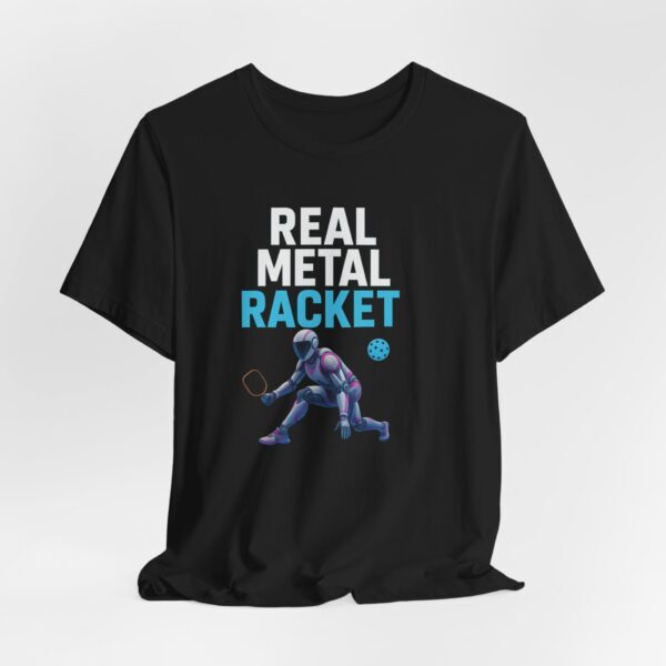 Robot Pickleball Unisex Tee with Real Metal Racket Design