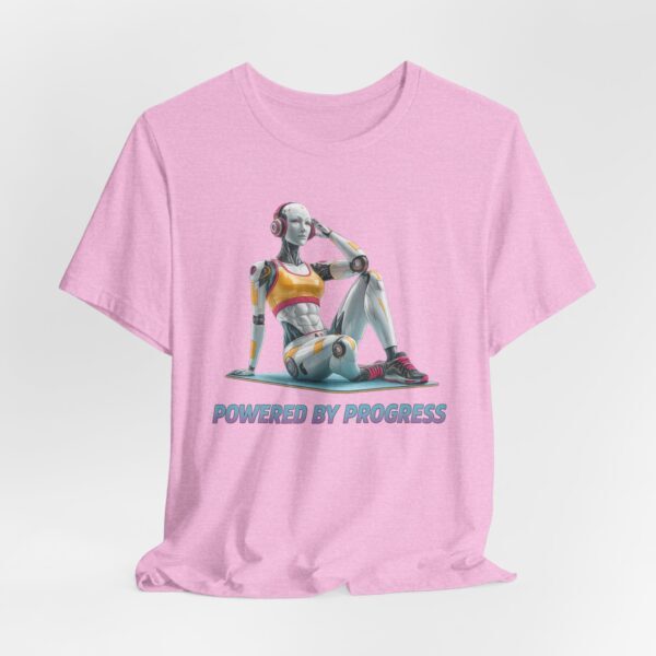 T-Shirt Futuristic Female Humanoid AI Robot Powered By Progress