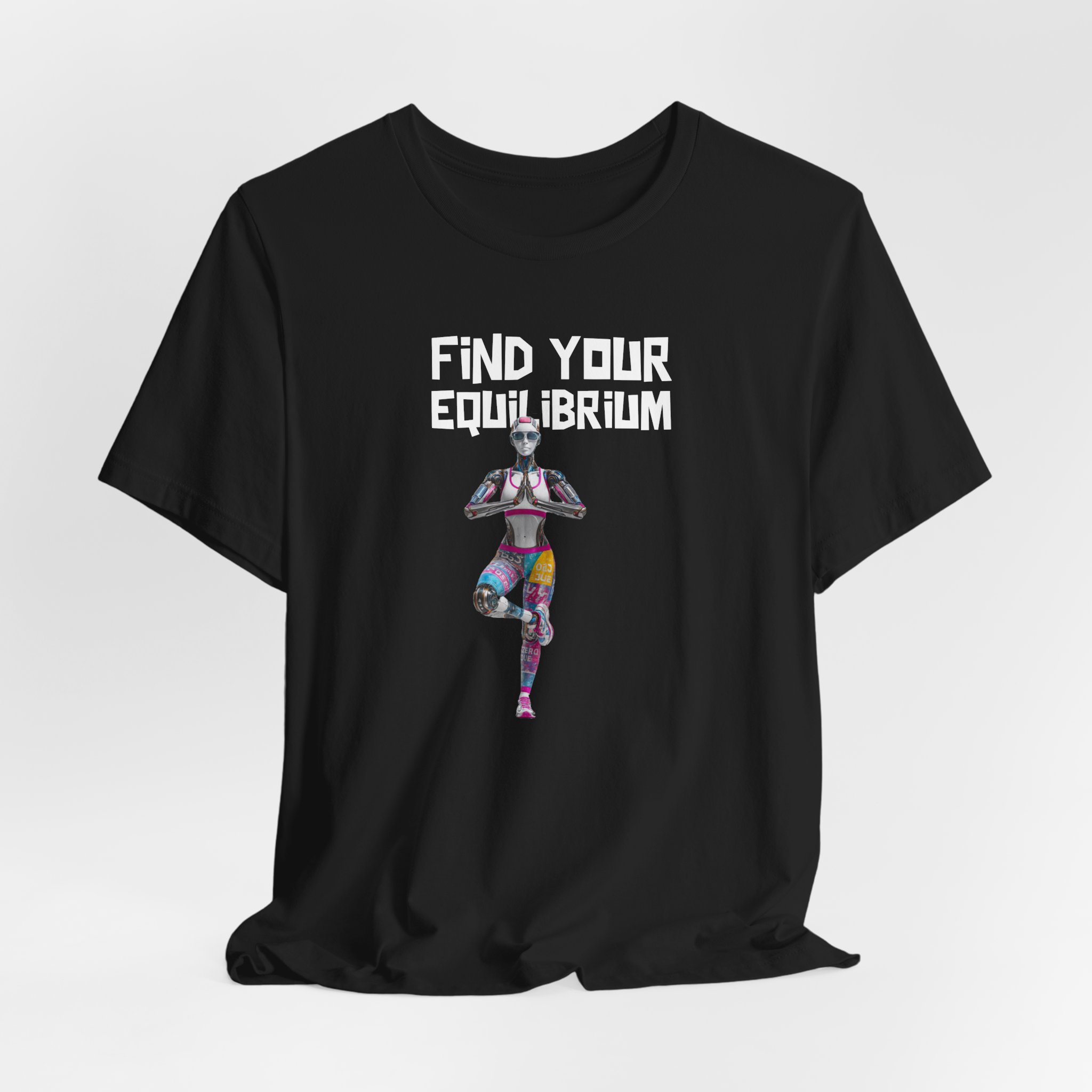 T-Shirt - Futuristic AI Robot Yoga 'Find Your Equilibrium' - Image 2