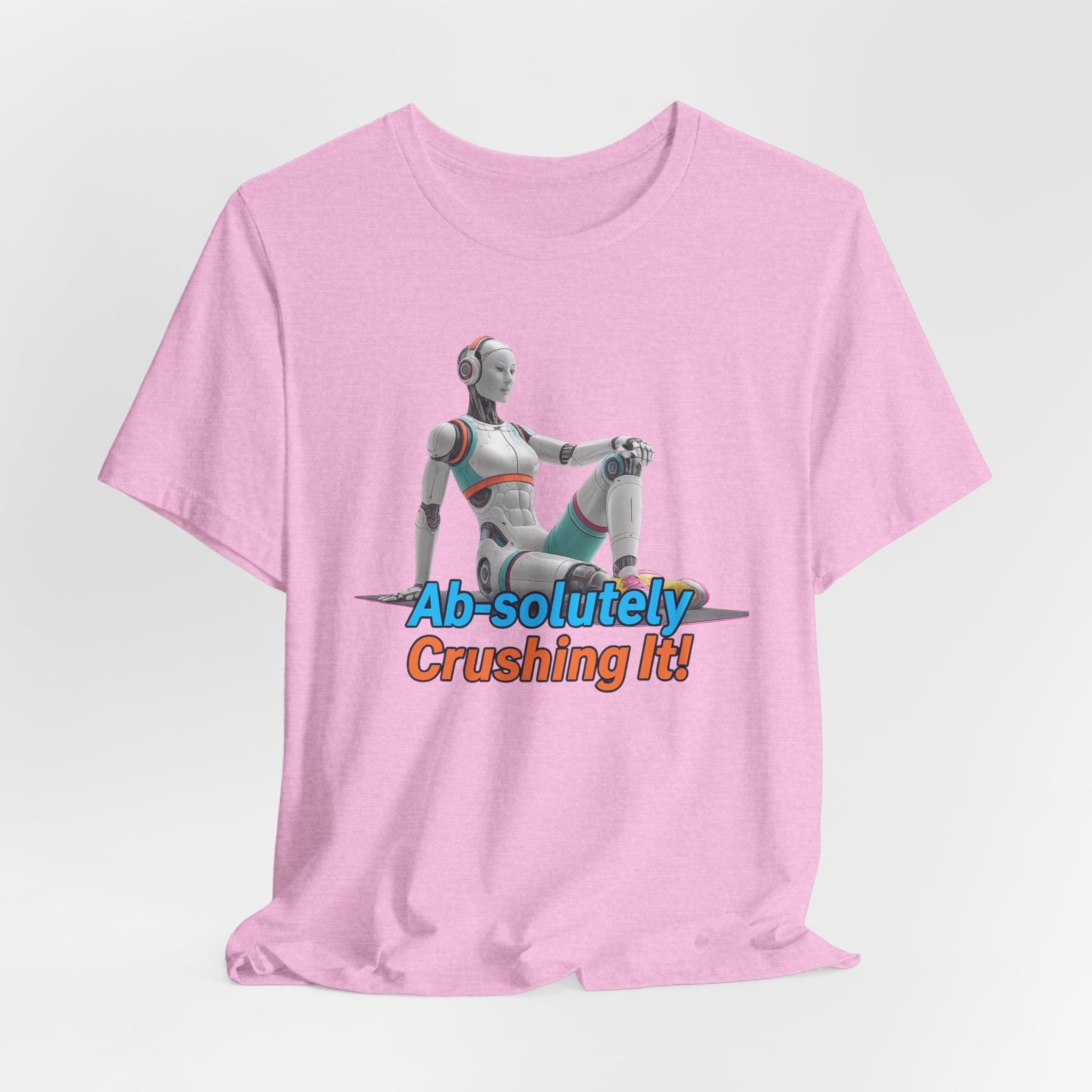 T-Shirt - Futuristic Female Humanoid AI Robot 'Ab-solutely Crushing It' - Image 5